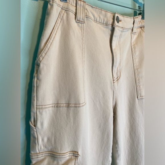 Madden NYC Cargo Pants Women XL Off White Elastic Waist High Rise - Picture 2 of 9